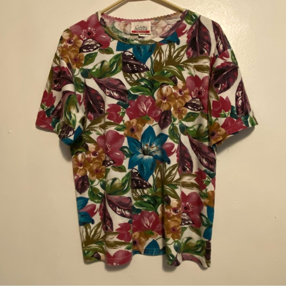 Vintage Top & Skirt Outfit Cristin Stevens Sports Floral Women’s Medium USA - Picture 3 of 15